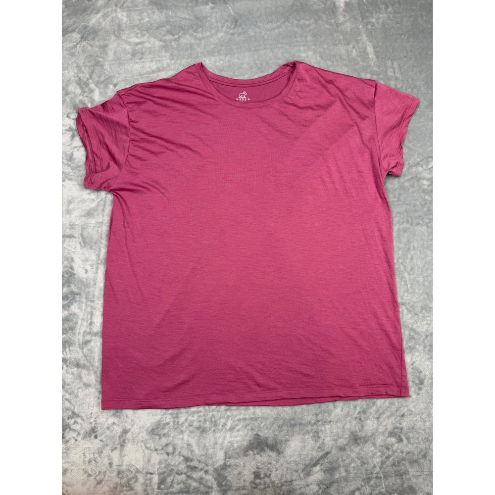 Woolx Merino Wool Blend Short Sleeve Tee Berry Pink Womens Large Relaxed Fit